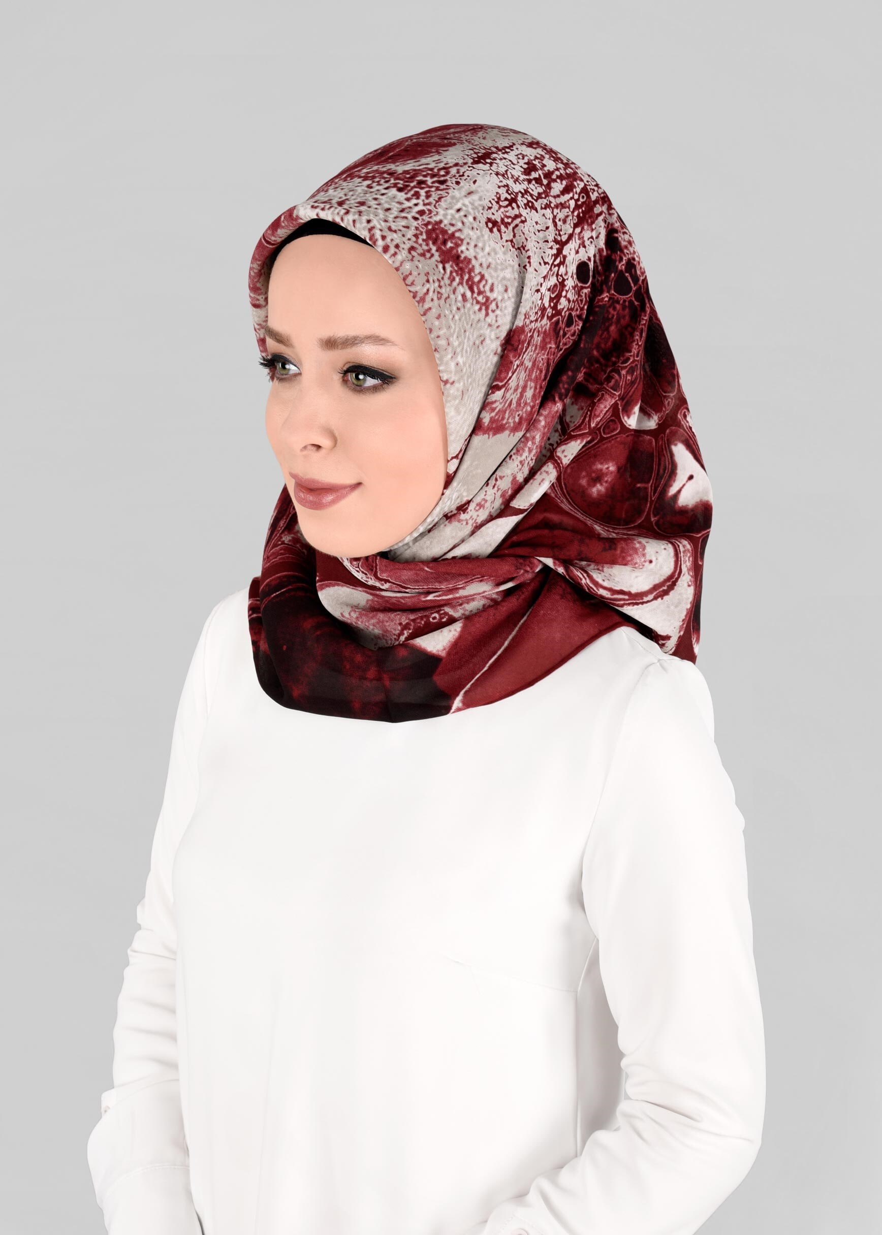 Tesettür giyim KIRMIZI 6920 ALVİNA KREP ŞİFON EŞARP