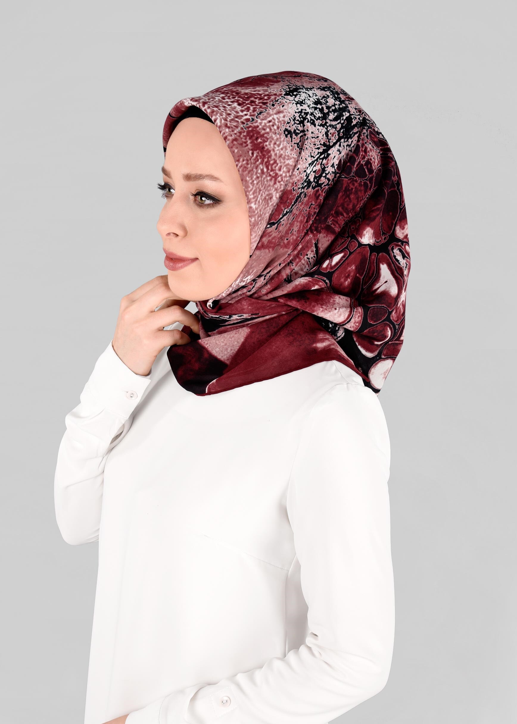 Tesettür giyim BORDO 6920 ALVİNA KREP ŞİFON EŞARP