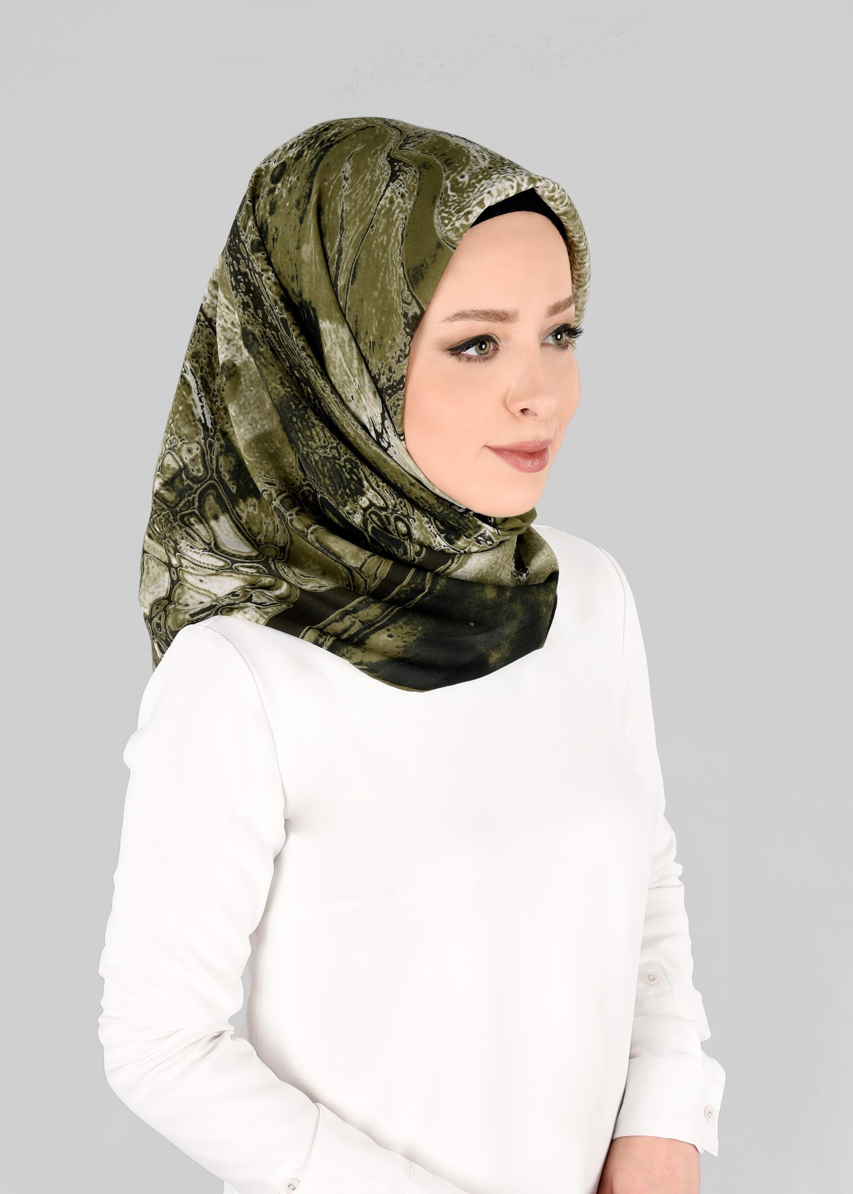 Tesettür giyim HAKİ 6920 ALVİNA KREP ŞİFON EŞARP