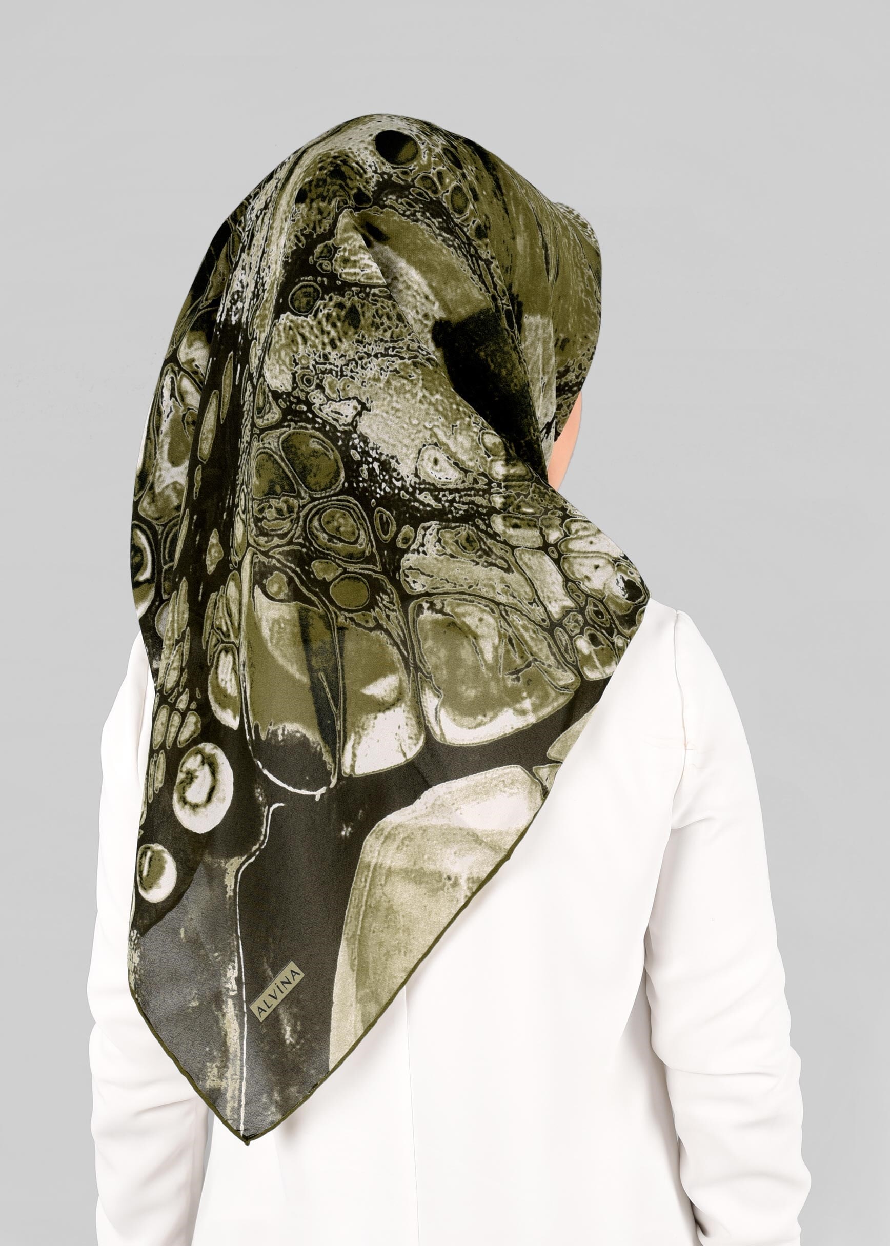 Tesettür giyim HAKİ 6920 ALVİNA KREP ŞİFON EŞARP