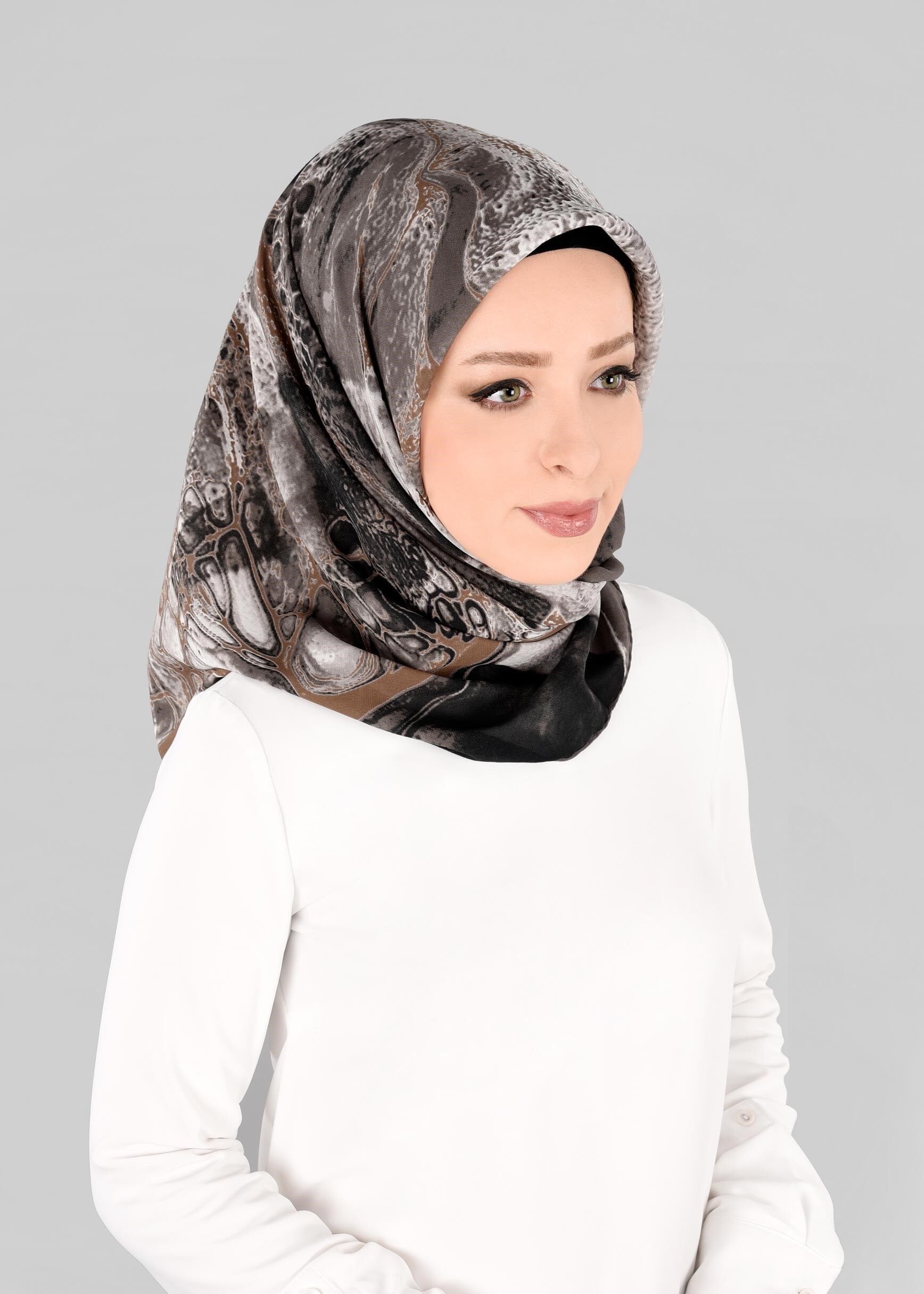 Tesettür giyim KAHVE 6920 ALVİNA KREP ŞİFON EŞARP