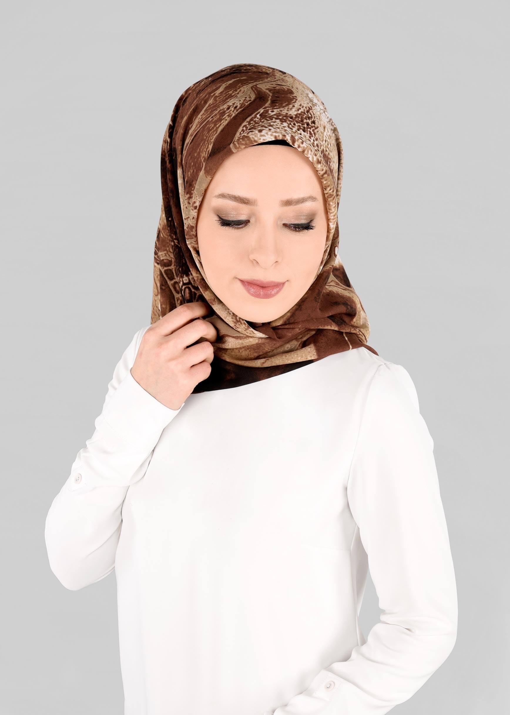 Tesettür giyim VİZON 6920 ALVİNA KREP ŞİFON EŞARP