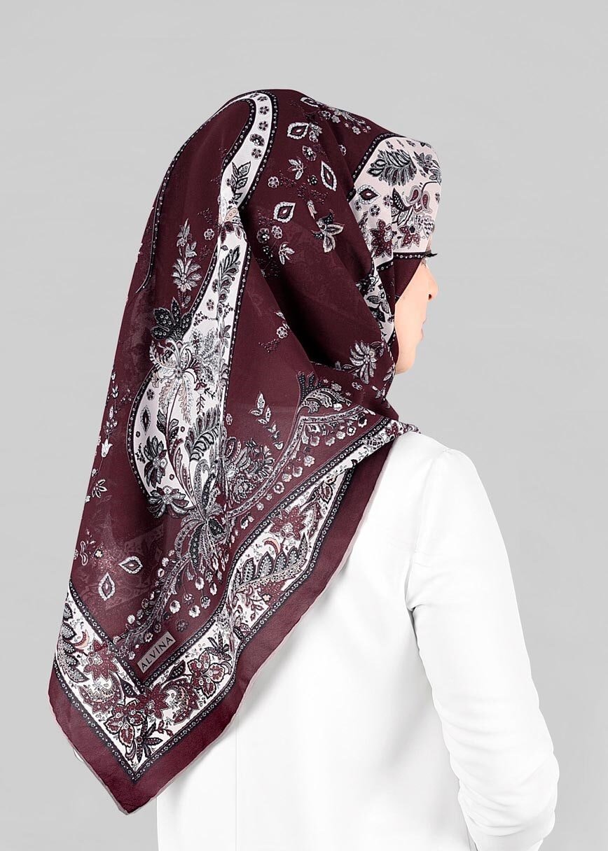 Tesettür giyim BORDO 6921 ALVİNA KREP ŞİFON EŞARP