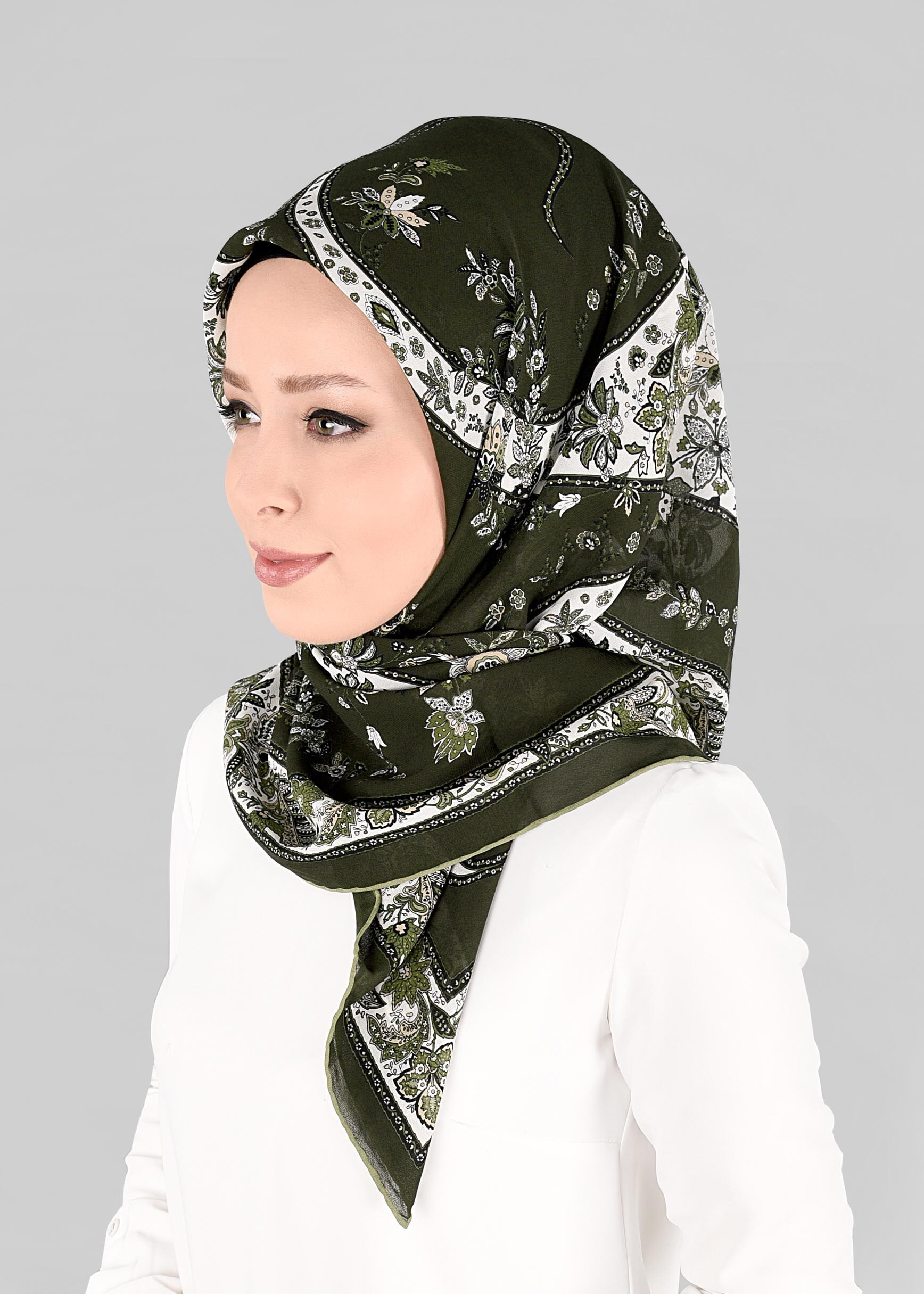 Tesettür giyim HAKİ 6921 ALVİNA KREP ŞİFON EŞARP