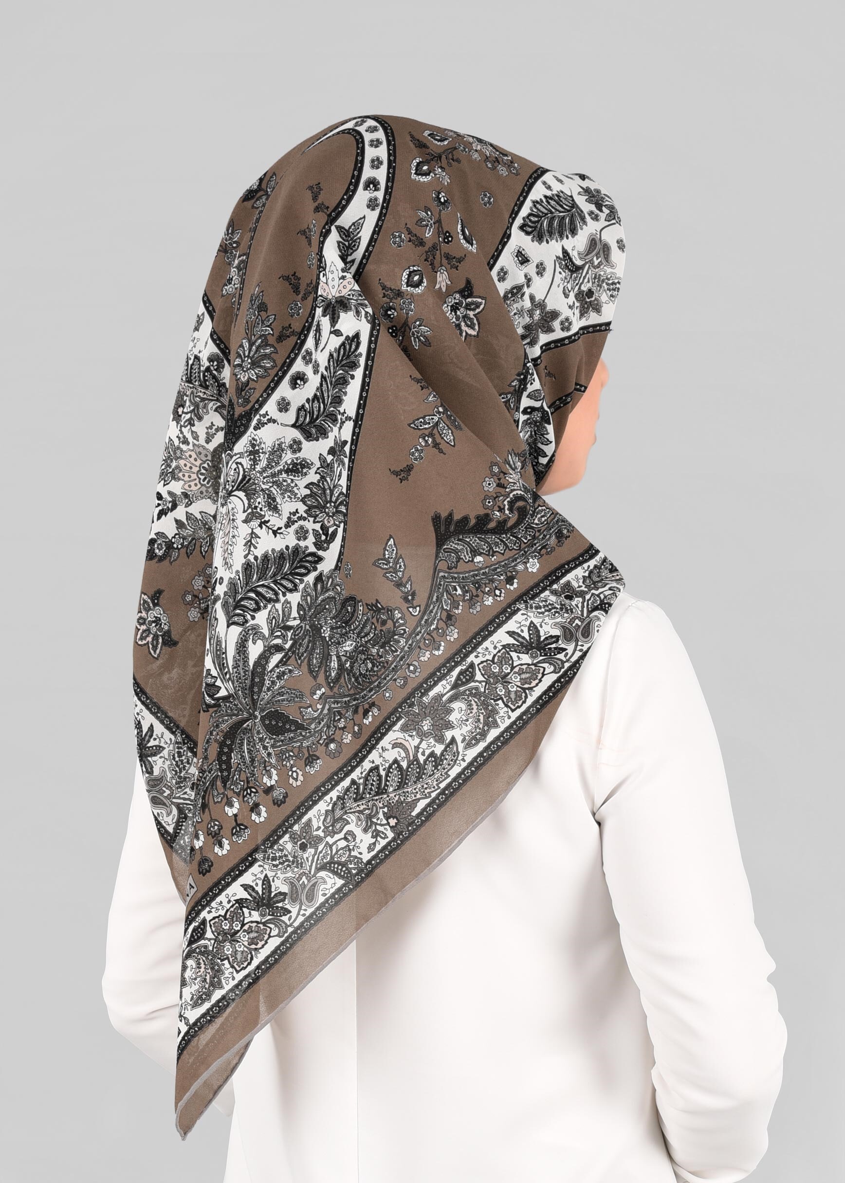 Tesettür giyim KAHVE 6921 ALVİNA KREP ŞİFON EŞARP