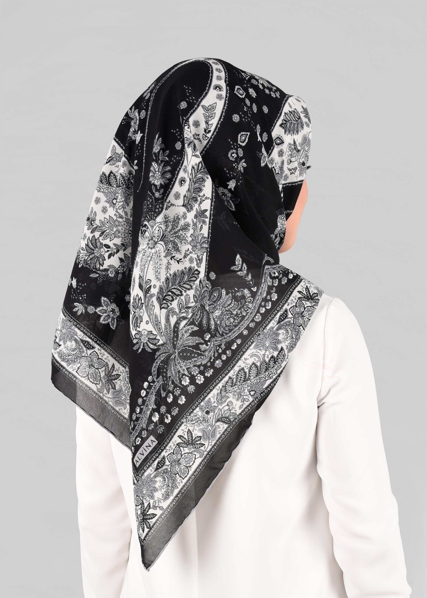 Tesettür giyim SİYAH 6921 ALVİNA KREP ŞİFON EŞARP