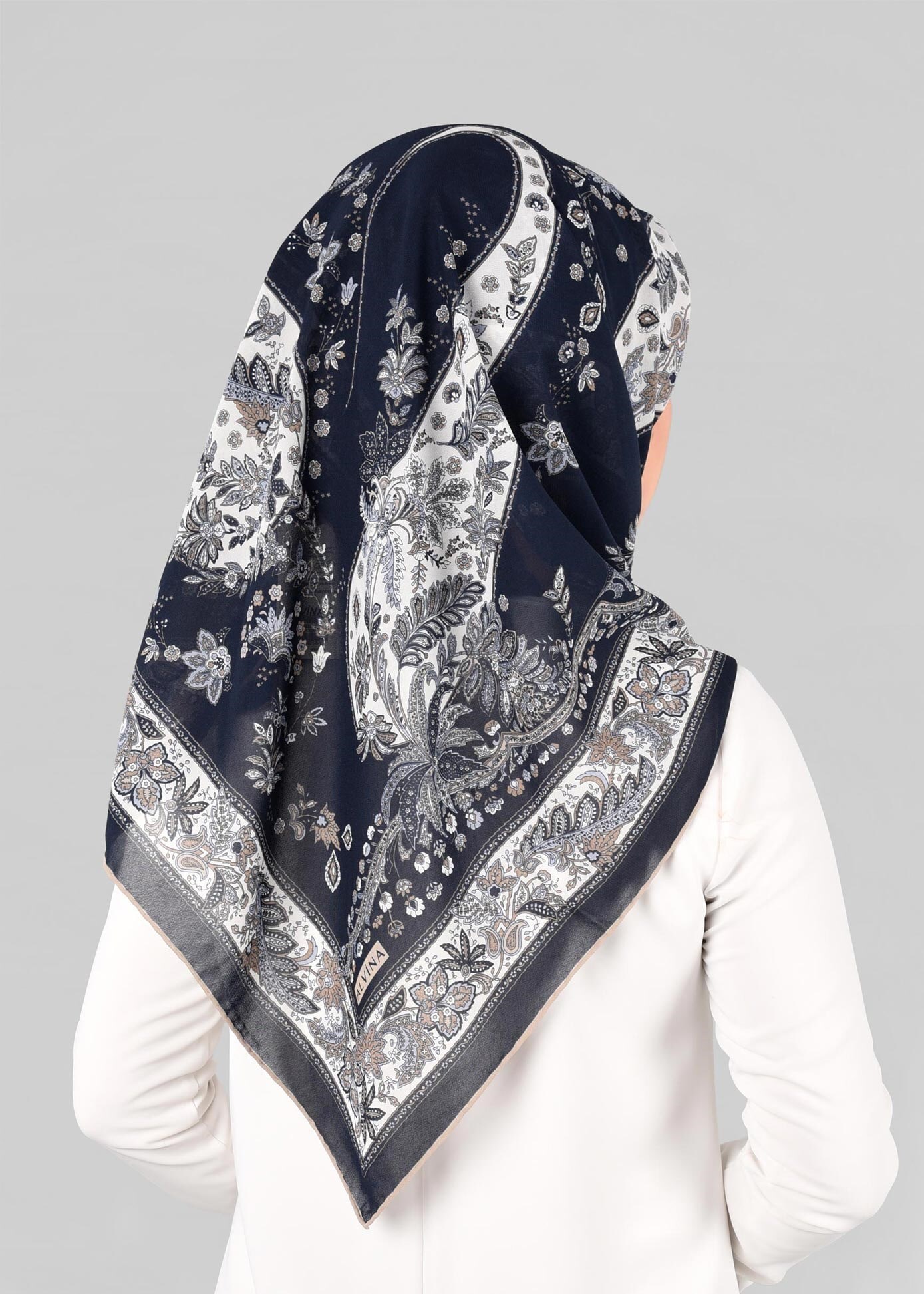 Tesettür giyim LACİVERT 6921 ALVİNA KREP ŞİFON EŞARP