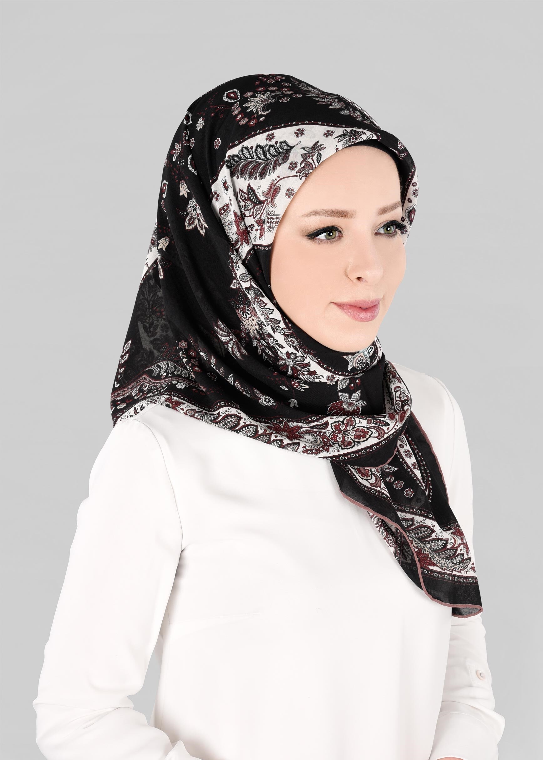 Tesettür giyim SİYAH 6921 ALVİNA KREP ŞİFON EŞARP