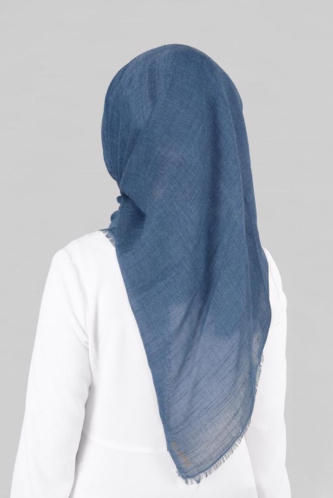 Vêtements hijab BLEU 9852-1 ALVİNA PAMUKLU PÜSKÜLLÜ EŞARP(NRL) - ALVİNA