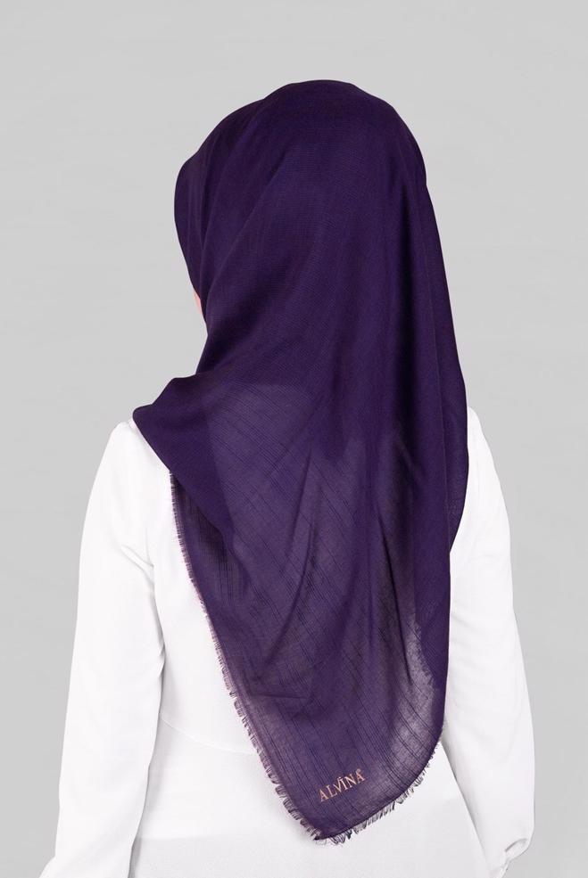 Vêtements hijab POURPRE 9852-1 ALVİNA PAMUKLU PÜSKÜLLÜ EŞARP(NRL) - ALVİNA