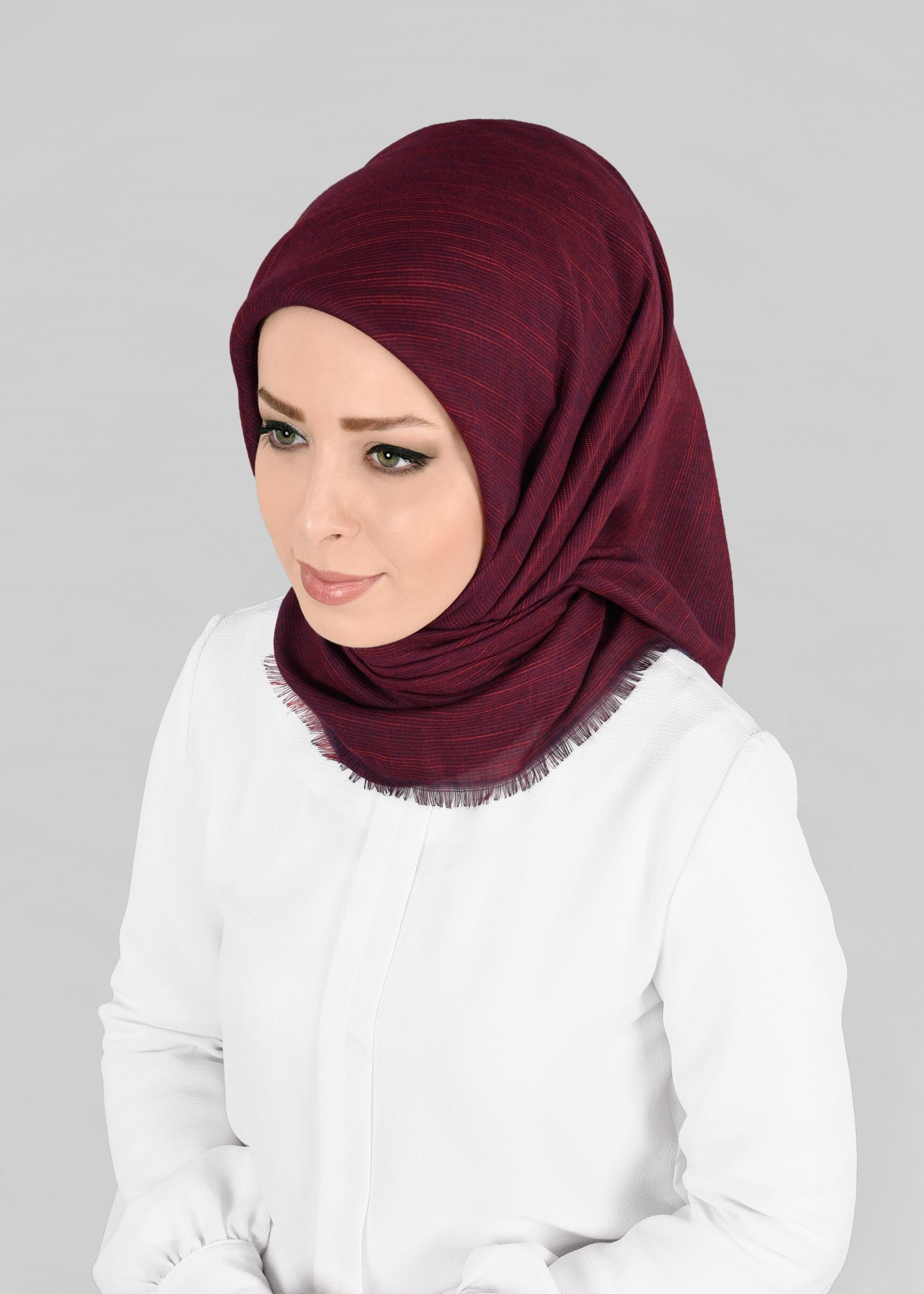 Hijab clothing CLARET RED 9852-1 ALVİNA PAMUKLU PÜSKÜLLÜ EŞARP(NRL)