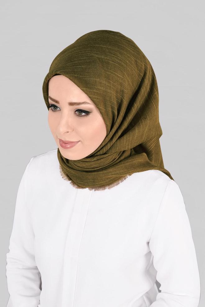 Vêtements hijab OR 9852-1 ALVİNA PAMUKLU PÜSKÜLLÜ EŞARP(NRL) - ALVİNA