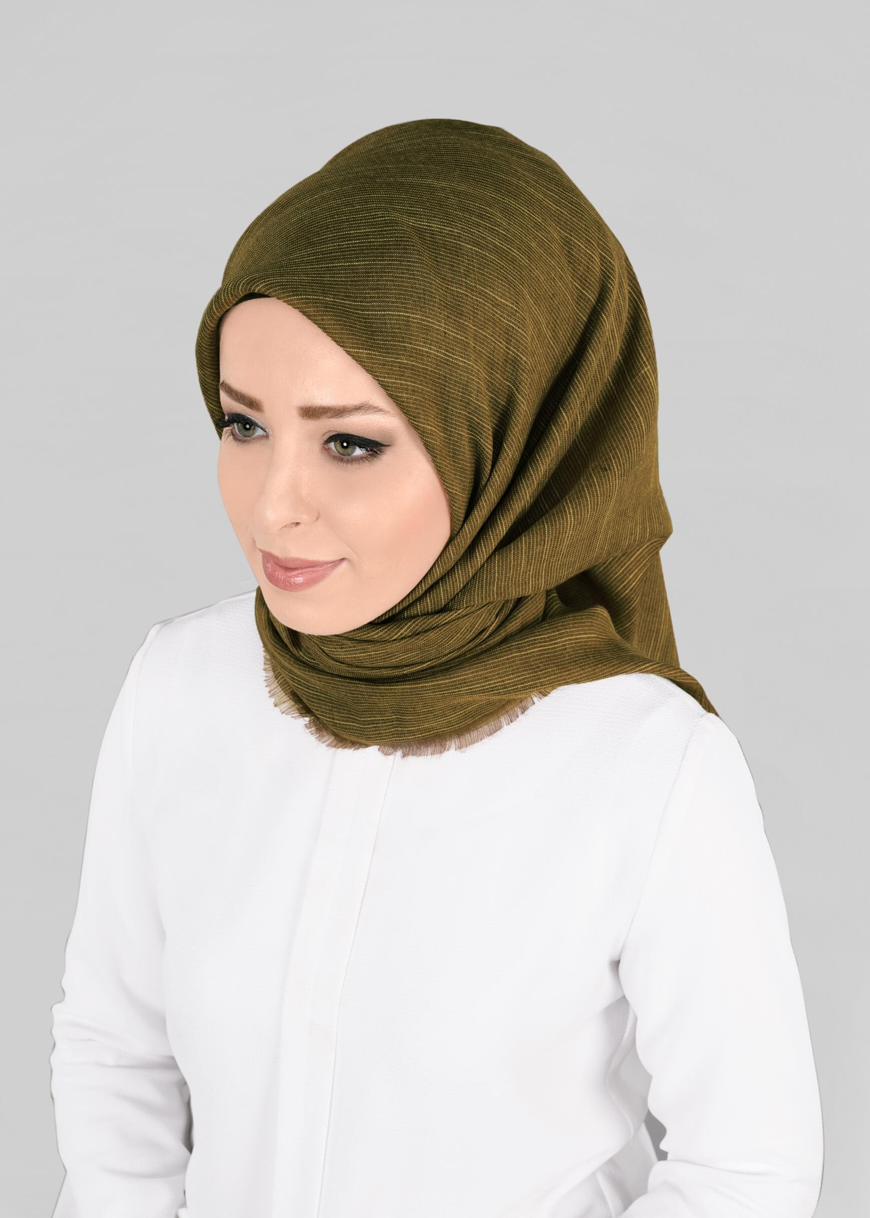 Hijab clothing GOLD 9852-1 ALVİNA PAMUKLU PÜSKÜLLÜ EŞARP(NRL)