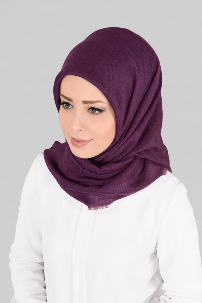 Vêtements hijab FUCHSIA 9852-1 ALVİNA PAMUKLU PÜSKÜLLÜ EŞARP(NRL) - ALVİNA