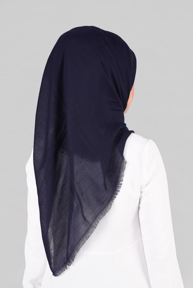 Vêtements hijab BLEU MARINE 9852-1 ALVİNA PAMUKLU PÜSKÜLLÜ EŞARP(NRL) - ALVİNA