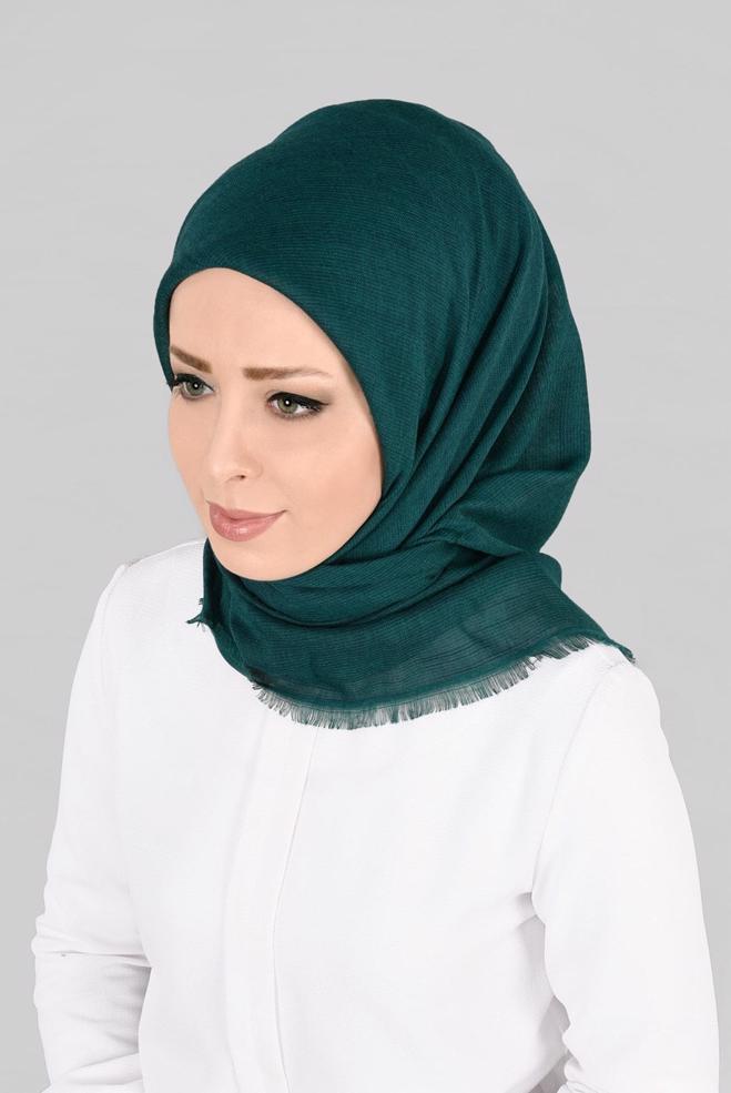 Vêtements hijab BLEU 9852-1 ALVİNA PAMUKLU PÜSKÜLLÜ EŞARP(NRL) - ALVİNA