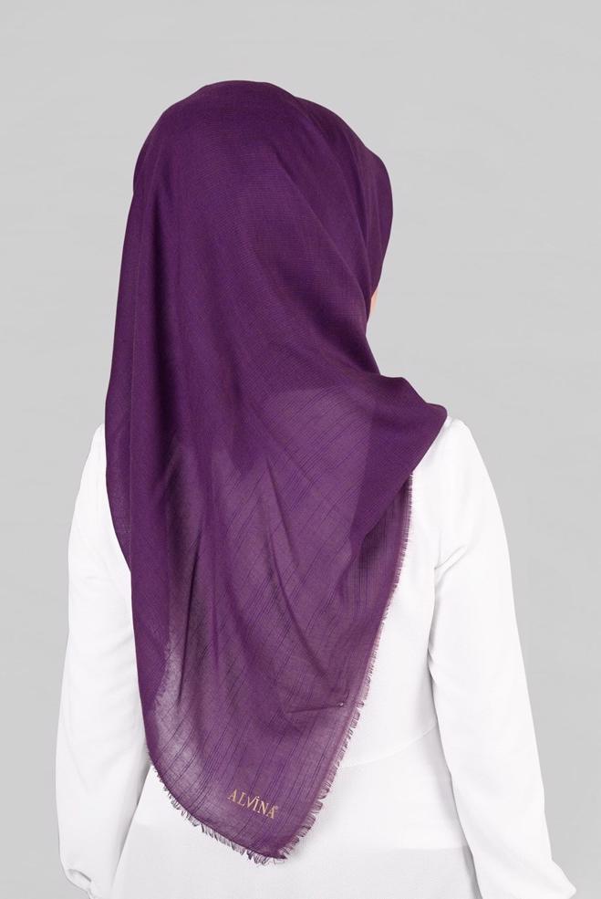 Vêtements hijab POURPRE 9852-1 ALVİNA PAMUKLU PÜSKÜLLÜ EŞARP(NRL) - ALVİNA