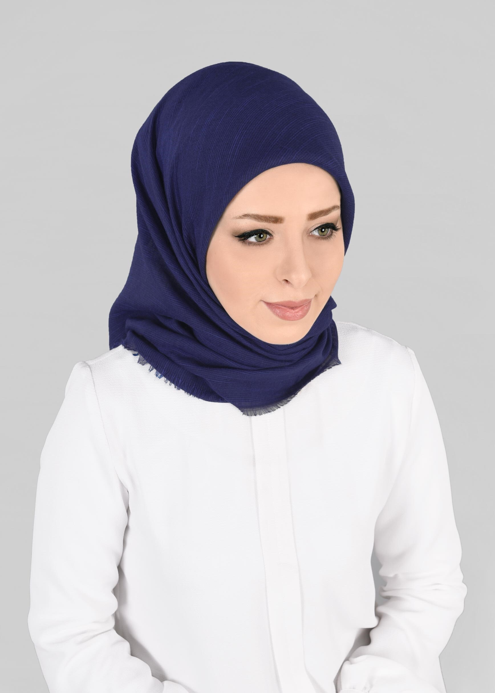 Vêtements hijab BLEU MARINE 9852-1 ALVİNA PAMUKLU PÜSKÜLLÜ EŞARP(NRL)
