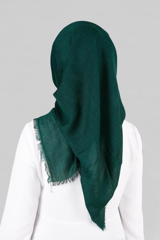 Vêtements hijab VERT 9852-1 ALVİNA PAMUKLU PÜSKÜLLÜ EŞARP(NRL) - ALVİNA