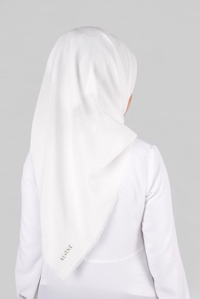 Vêtements hijab BLANC 9853-1 ALVİNA BUKLE PÜSKÜLLÜ EŞARP - ALVİNA