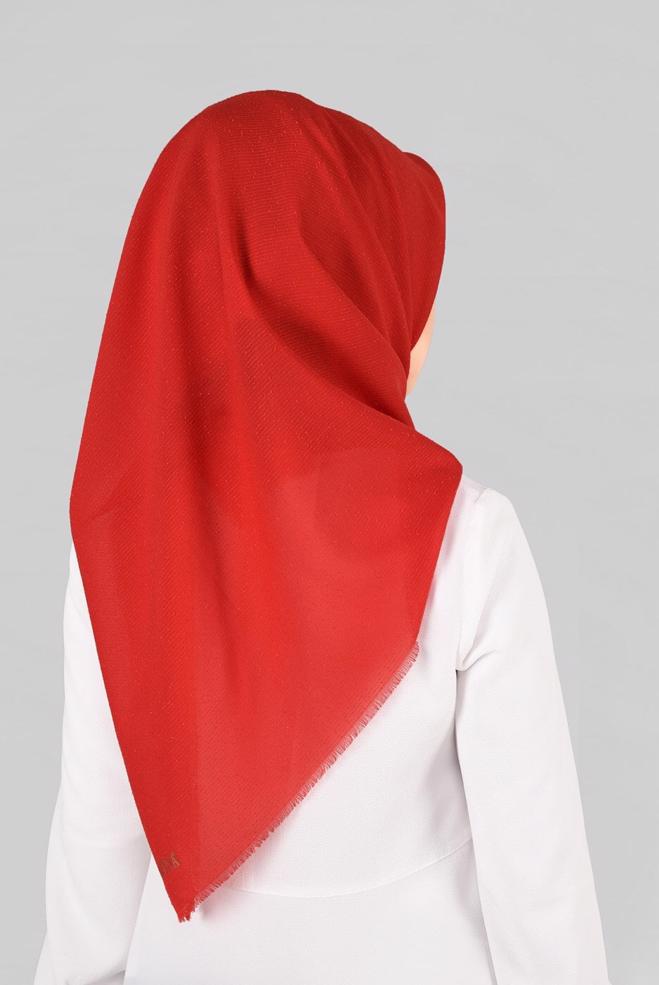 Vêtements hijab ROUGE 9853-1 ALVİNA BUKLE PÜSKÜLLÜ EŞARP - ALVİNA