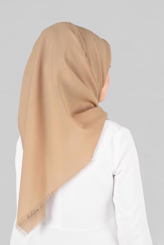 Vêtements hijab BEIGE 9853-1 ALVİNA BUKLE PÜSKÜLLÜ EŞARP - ALVİNA