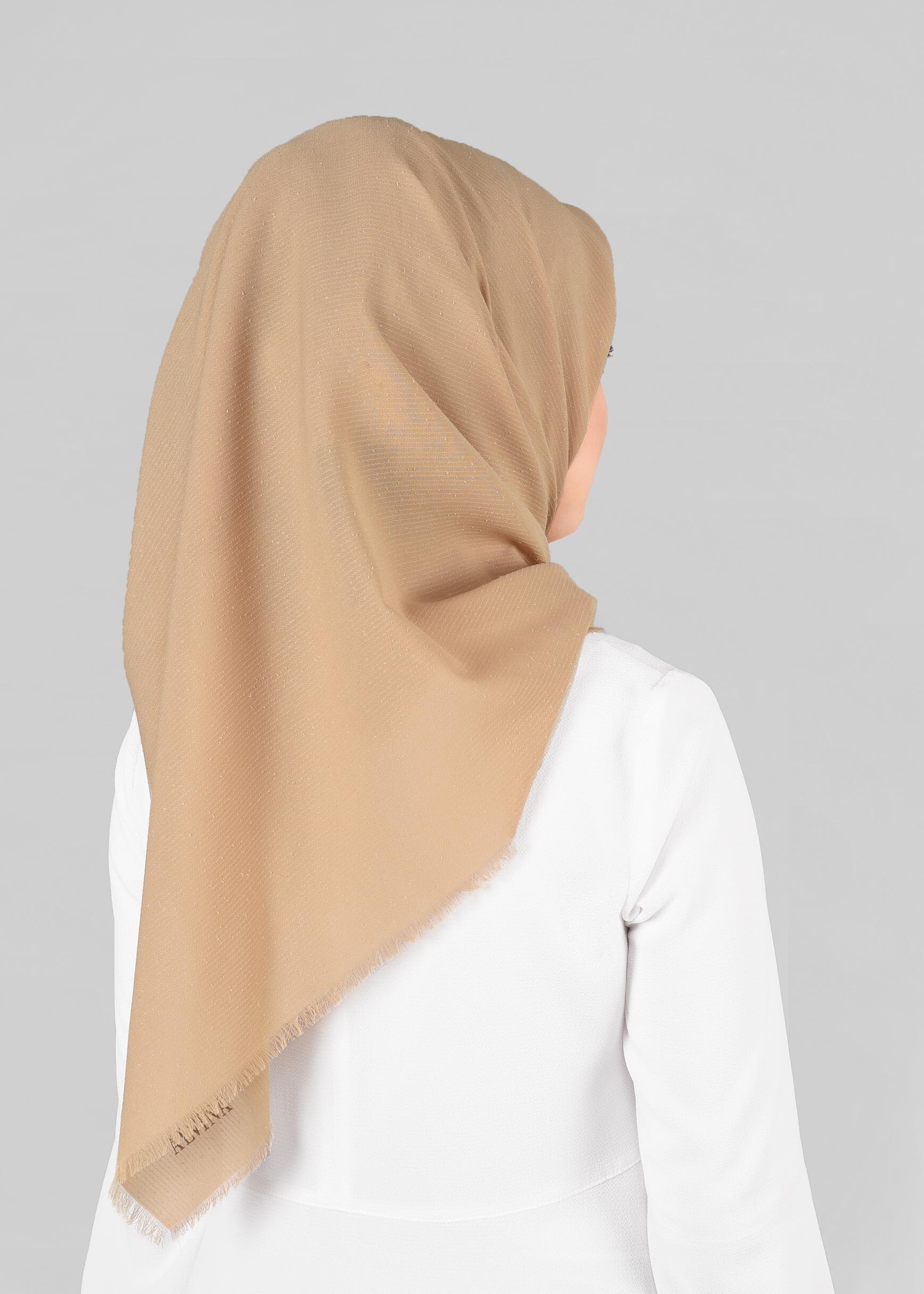 Tesettür giyim BEJ 9853-1 ALVİNA BUKLE PÜSKÜLLÜ EŞARP