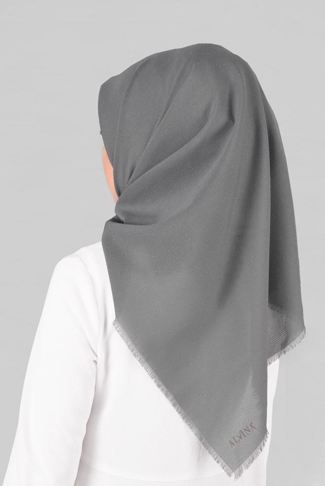 Vêtements hijab GRIS 9853-1 ALVİNA BUKLE PÜSKÜLLÜ EŞARP - ALVİNA