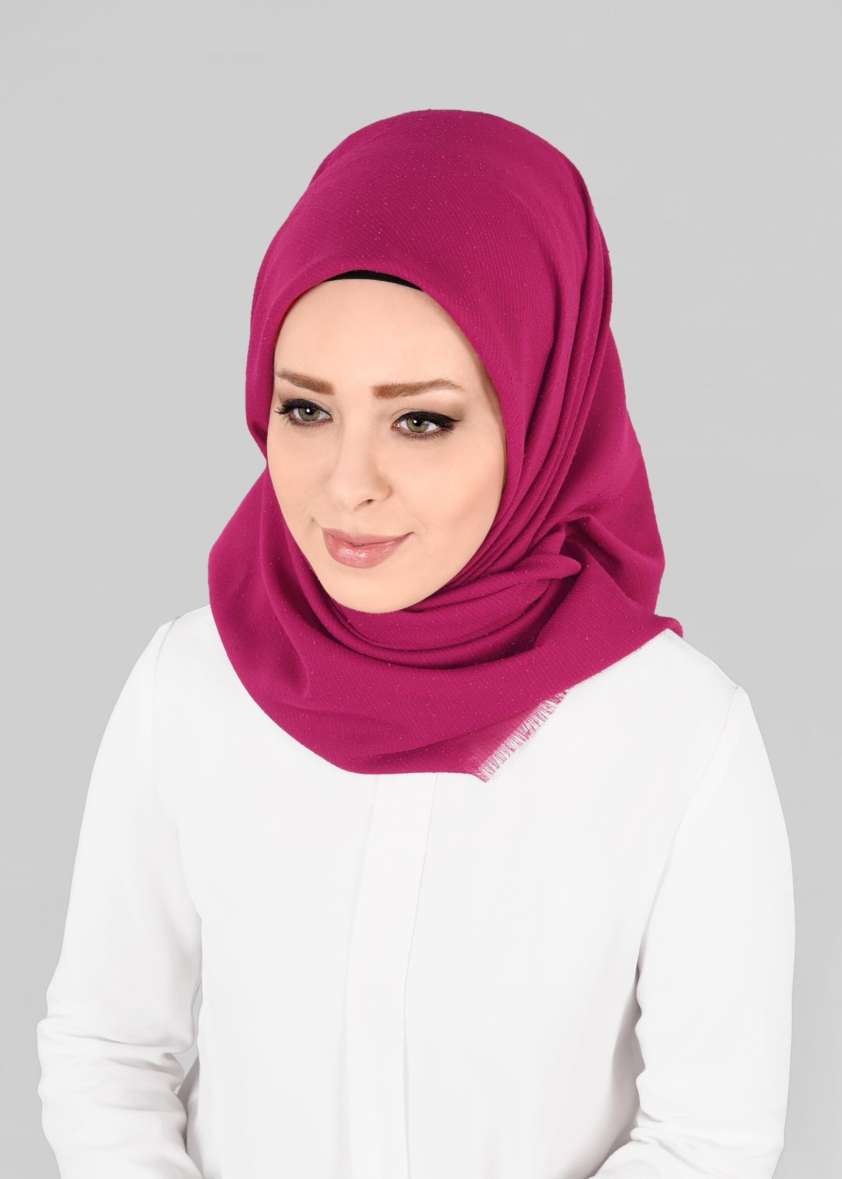 Vêtements hijab FUCHSIA 9853-1 ALVİNA BUKLE PÜSKÜLLÜ EŞARP