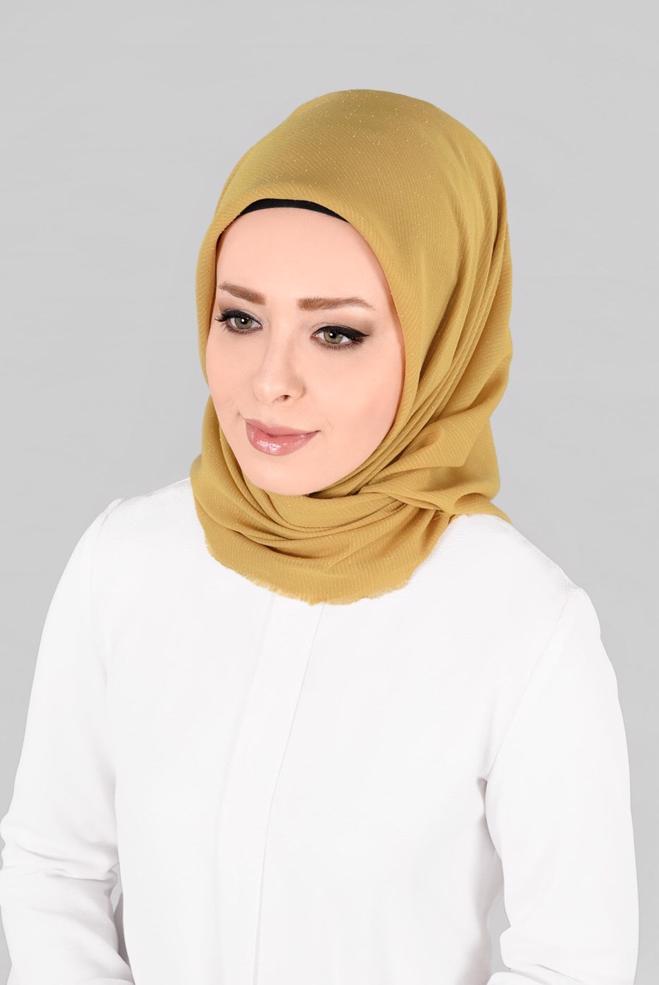 Vêtements hijab OR 9853-1 ALVİNA BUKLE PÜSKÜLLÜ EŞARP - ALVİNA