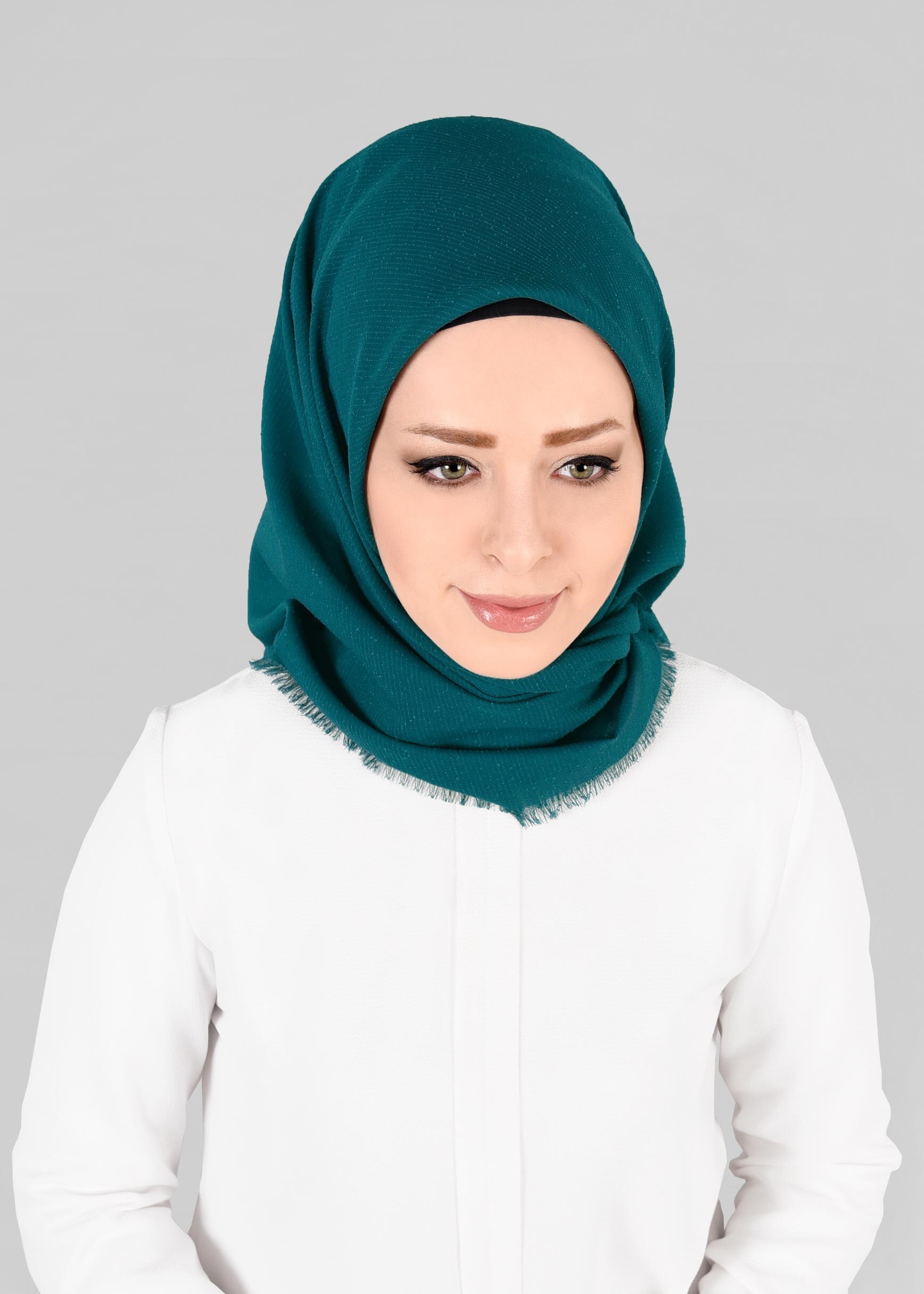 Vêtements hijab BLEU 9853-1 ALVİNA BUKLE PÜSKÜLLÜ EŞARP