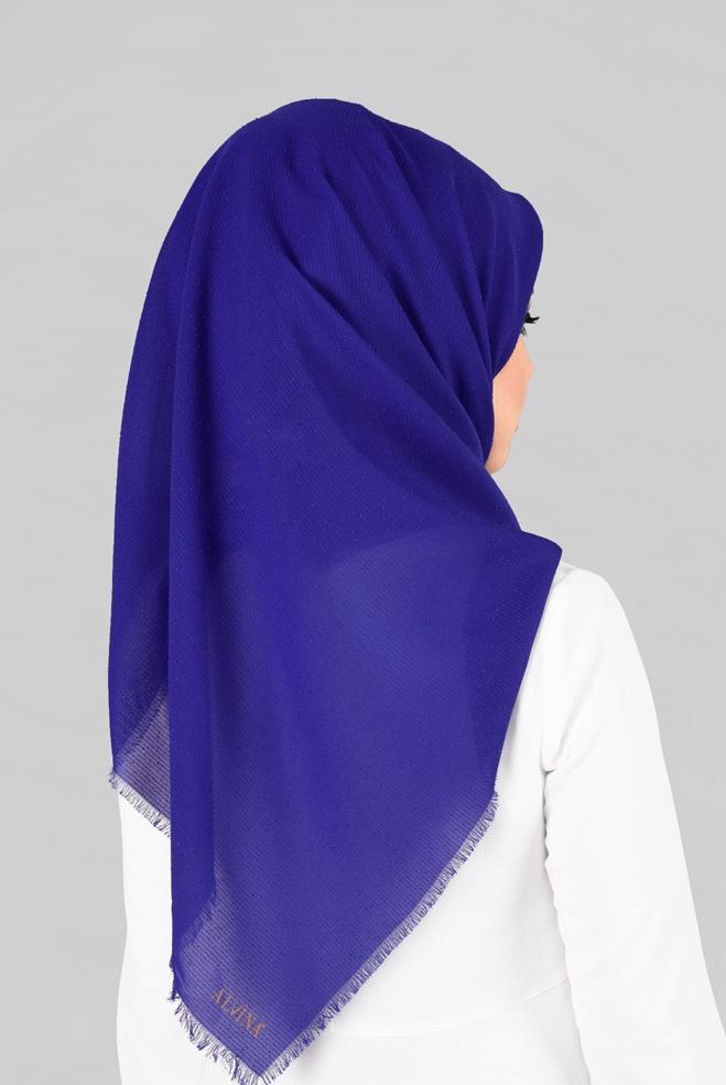 Vêtements hijab BLEU MARINE 9853-1 ALVİNA BUKLE PÜSKÜLLÜ EŞARP - ALVİNA