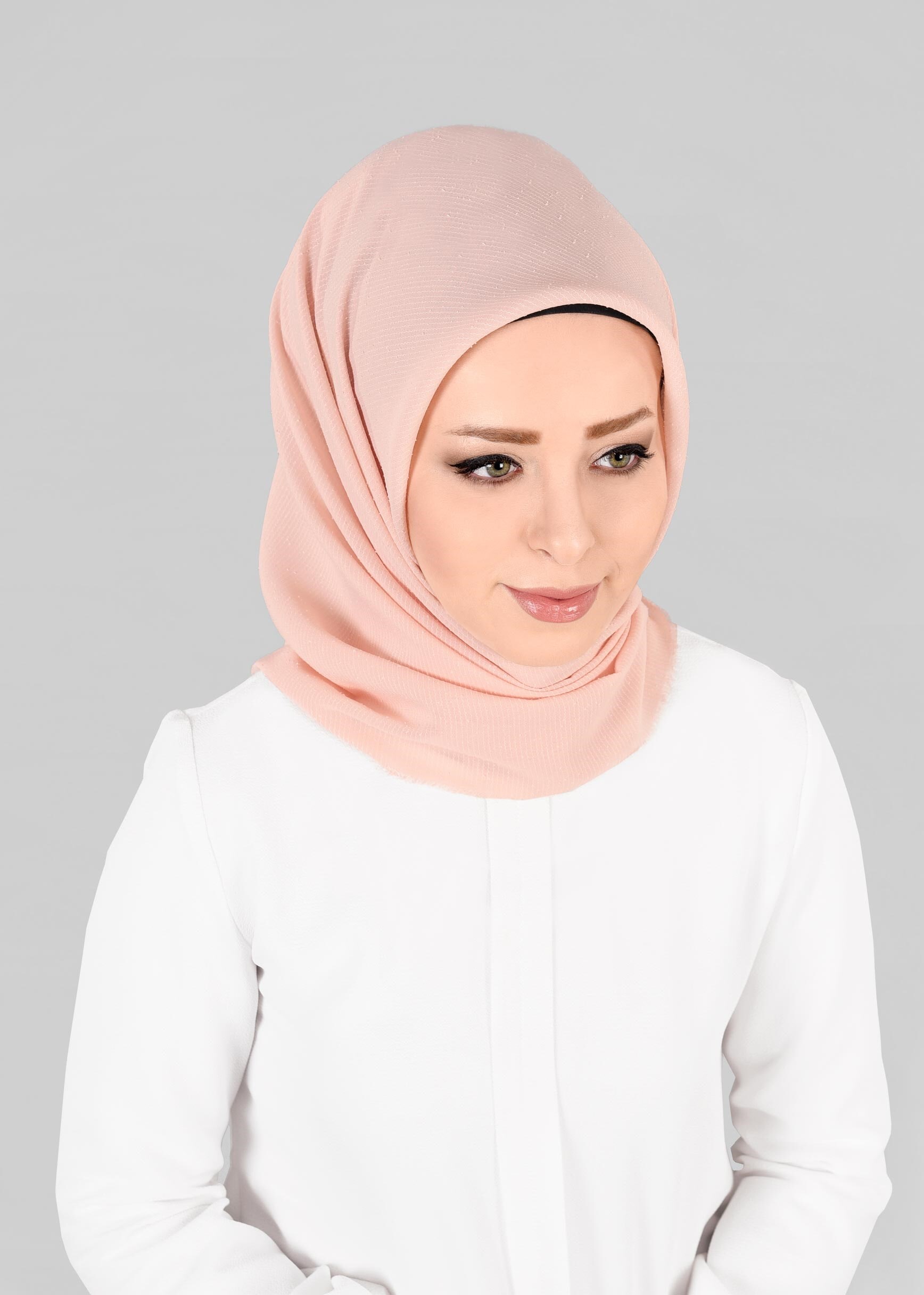 Vêtements hijab POUDRE 9853-1 ALVİNA BUKLE PÜSKÜLLÜ EŞARP