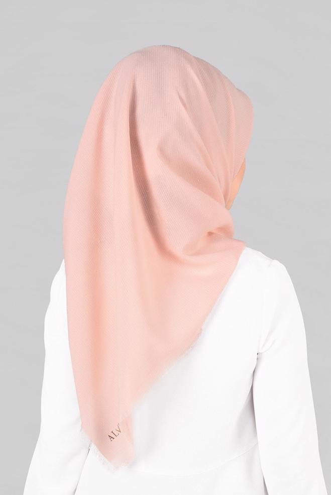 Vêtements hijab POUDRE 9853-1 ALVİNA BUKLE PÜSKÜLLÜ EŞARP - ALVİNA