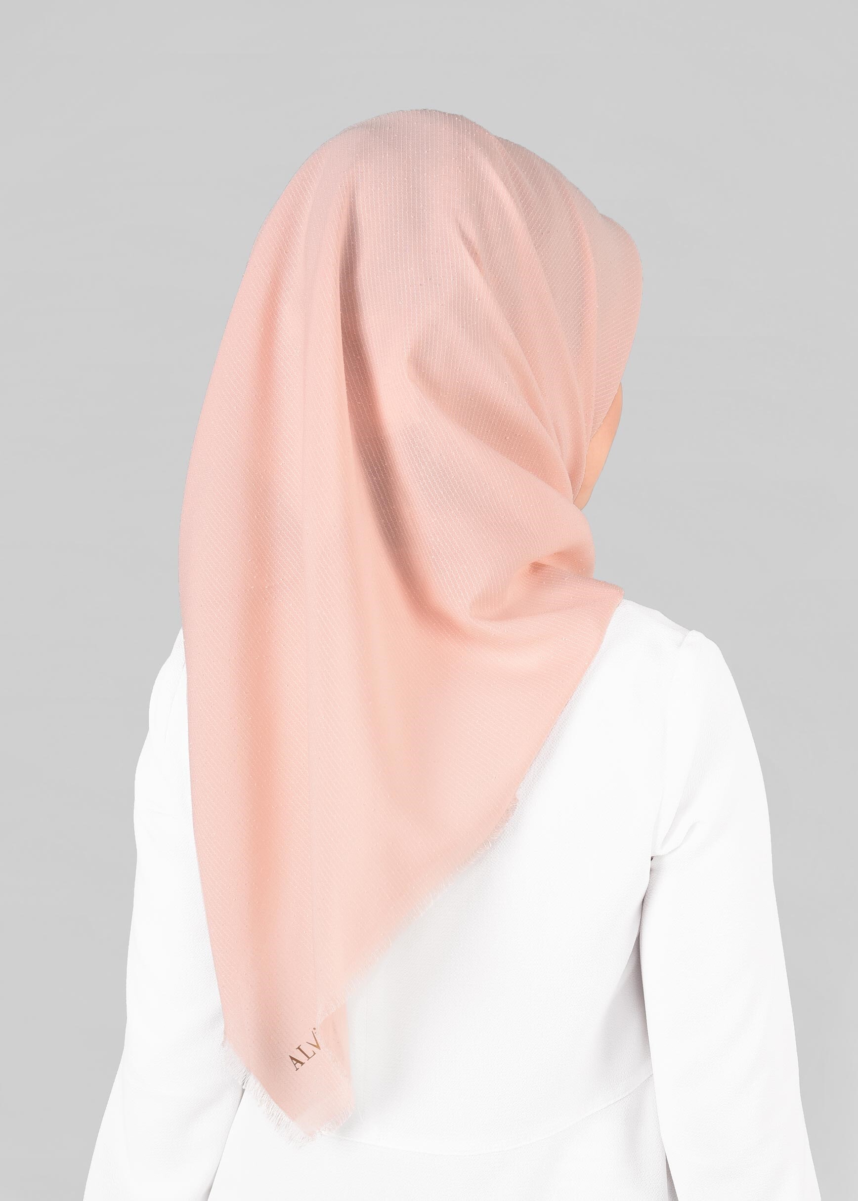 Vêtements hijab POUDRE 9853-1 ALVİNA BUKLE PÜSKÜLLÜ EŞARP