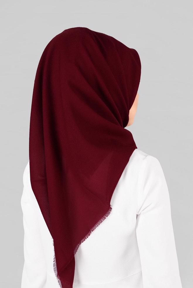 Vêtements hijab ROUGE BORDEAUX 9853-1 ALVİNA BUKLE PÜSKÜLLÜ EŞARP - ALVİNA