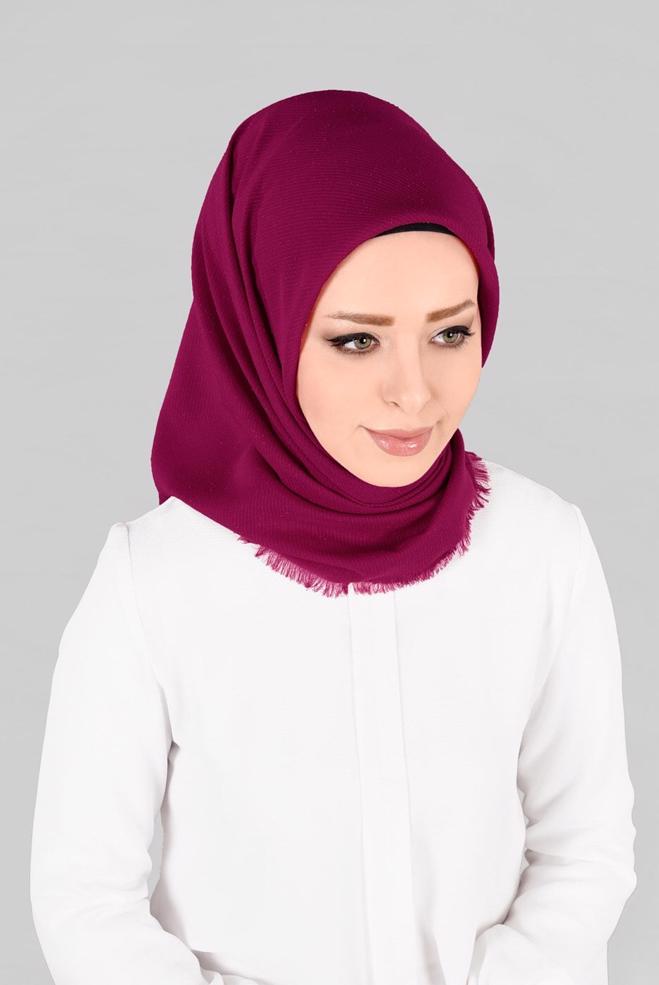 Vêtements hijab POURPRE 9853-1 ALVİNA BUKLE PÜSKÜLLÜ EŞARP - ALVİNA