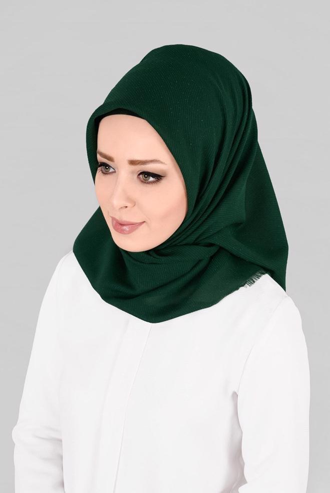 Vêtements hijab VERT 9853-1 ALVİNA BUKLE PÜSKÜLLÜ EŞARP - ALVİNA