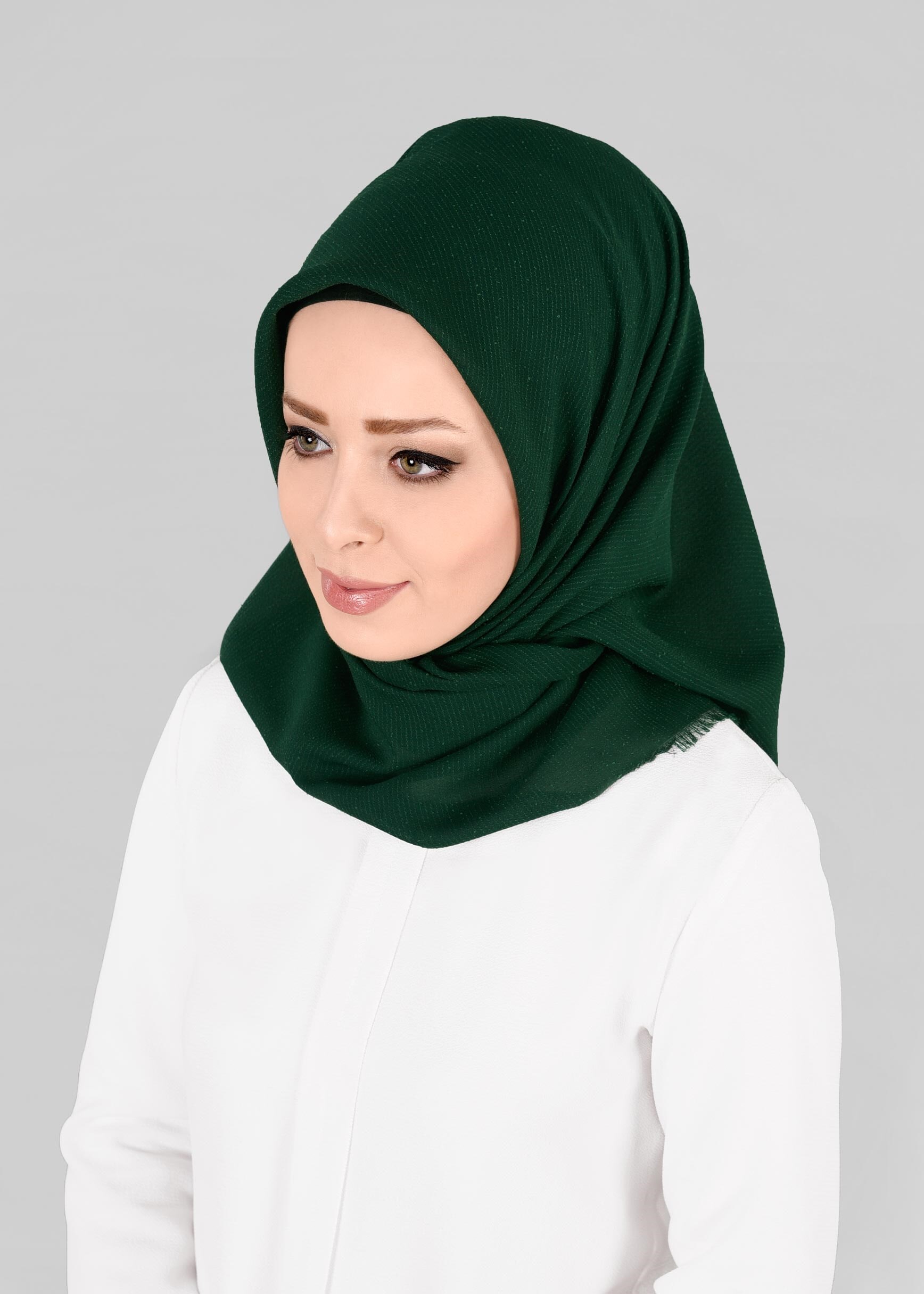 Vêtements hijab VERT 9853-1 ALVİNA BUKLE PÜSKÜLLÜ EŞARP