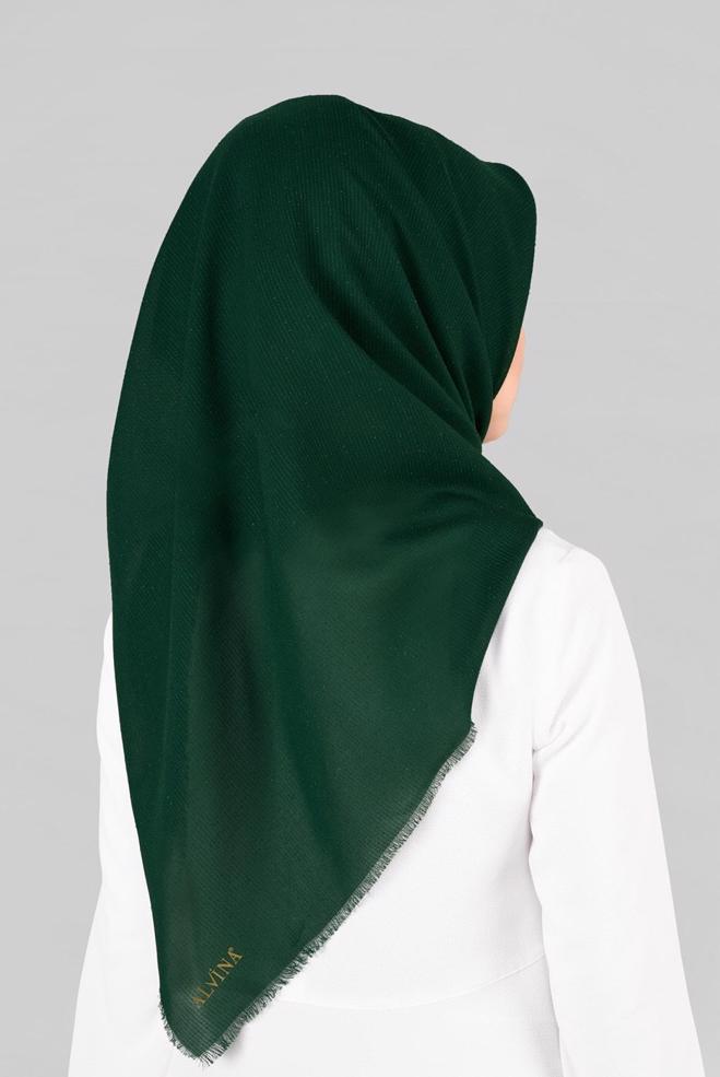 Vêtements hijab VERT 9853-1 ALVİNA BUKLE PÜSKÜLLÜ EŞARP - ALVİNA