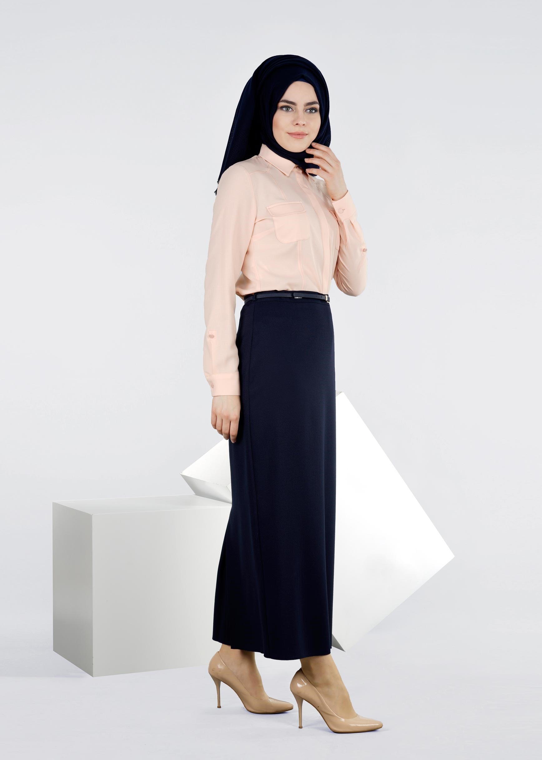 Tesettür giyim LACİVERT 6002 WİNTER ELİZA ETEK 40/48