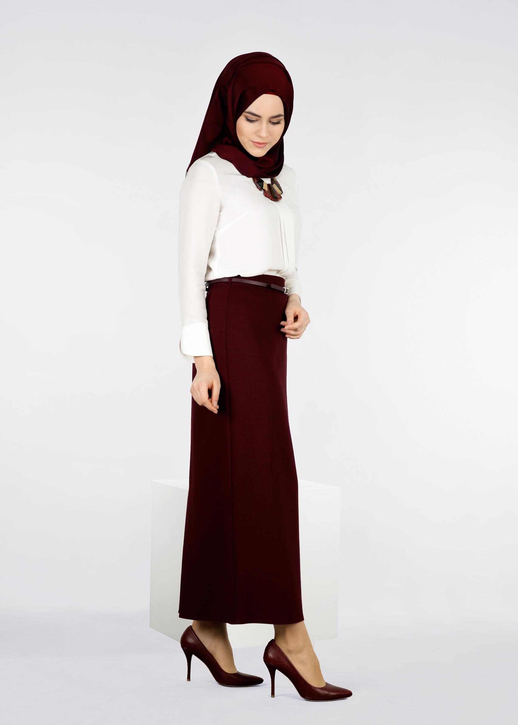 Tesettür giyim BORDO 6002 WİNTER ELİZA ETEK 40/48