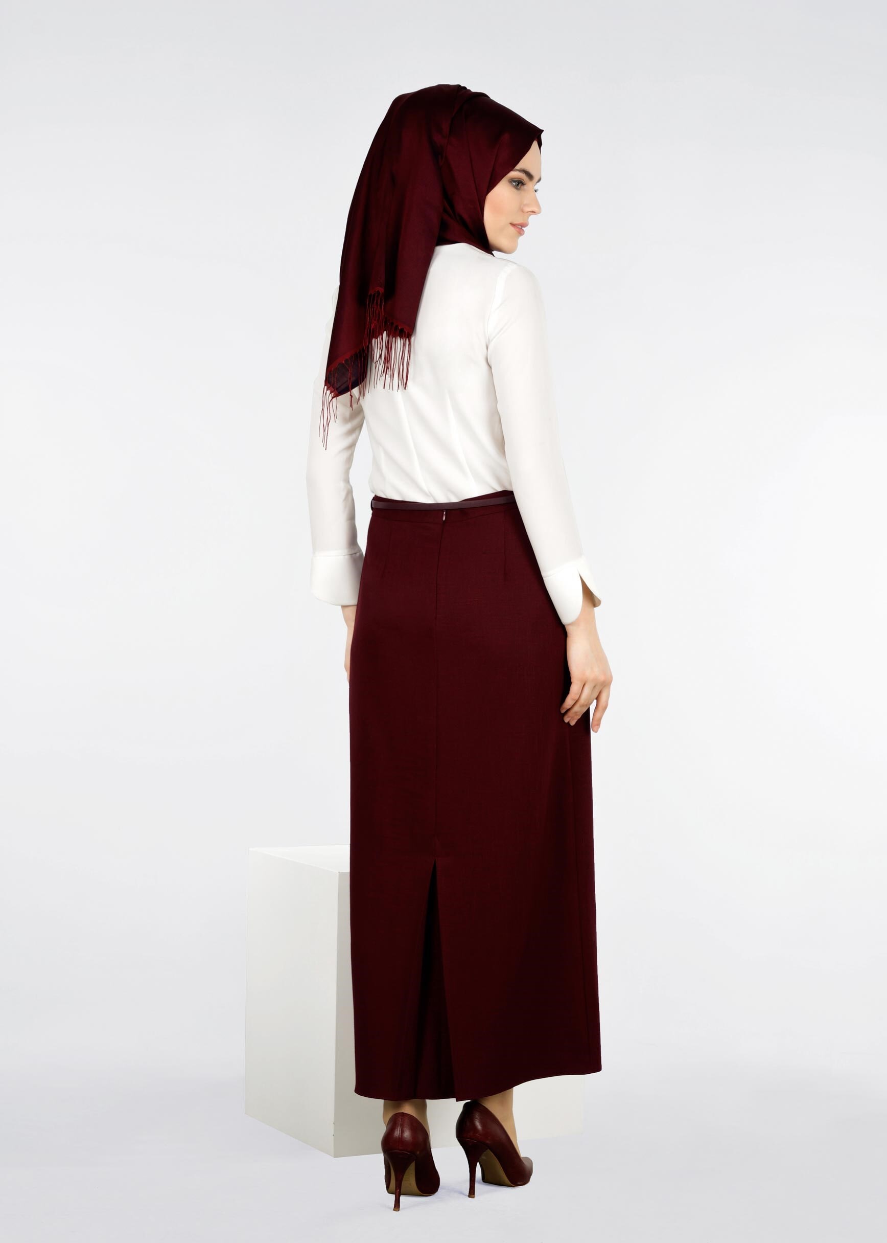 Tesettür giyim BORDO 6002 WİNTER ELİZA ETEK 40/48