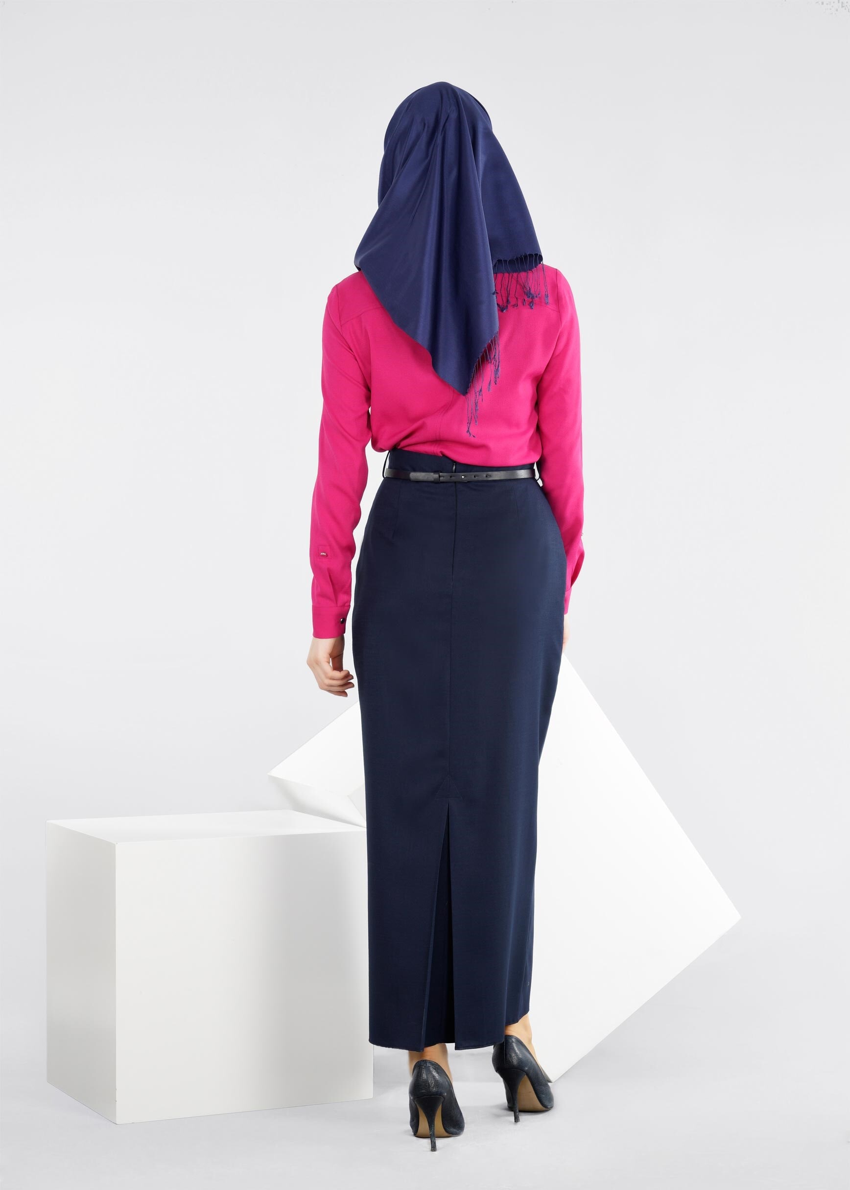 Tesettür giyim LACİVERT 6003 NEW SHİNE ETEK 38/46 TEK42