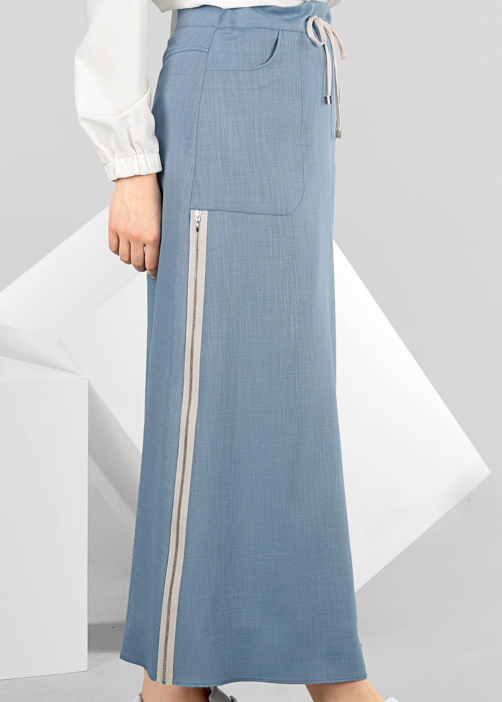 Tesettür giyim MAVİ 6004 DERİN 8169 ETEK 38/46 TEK40