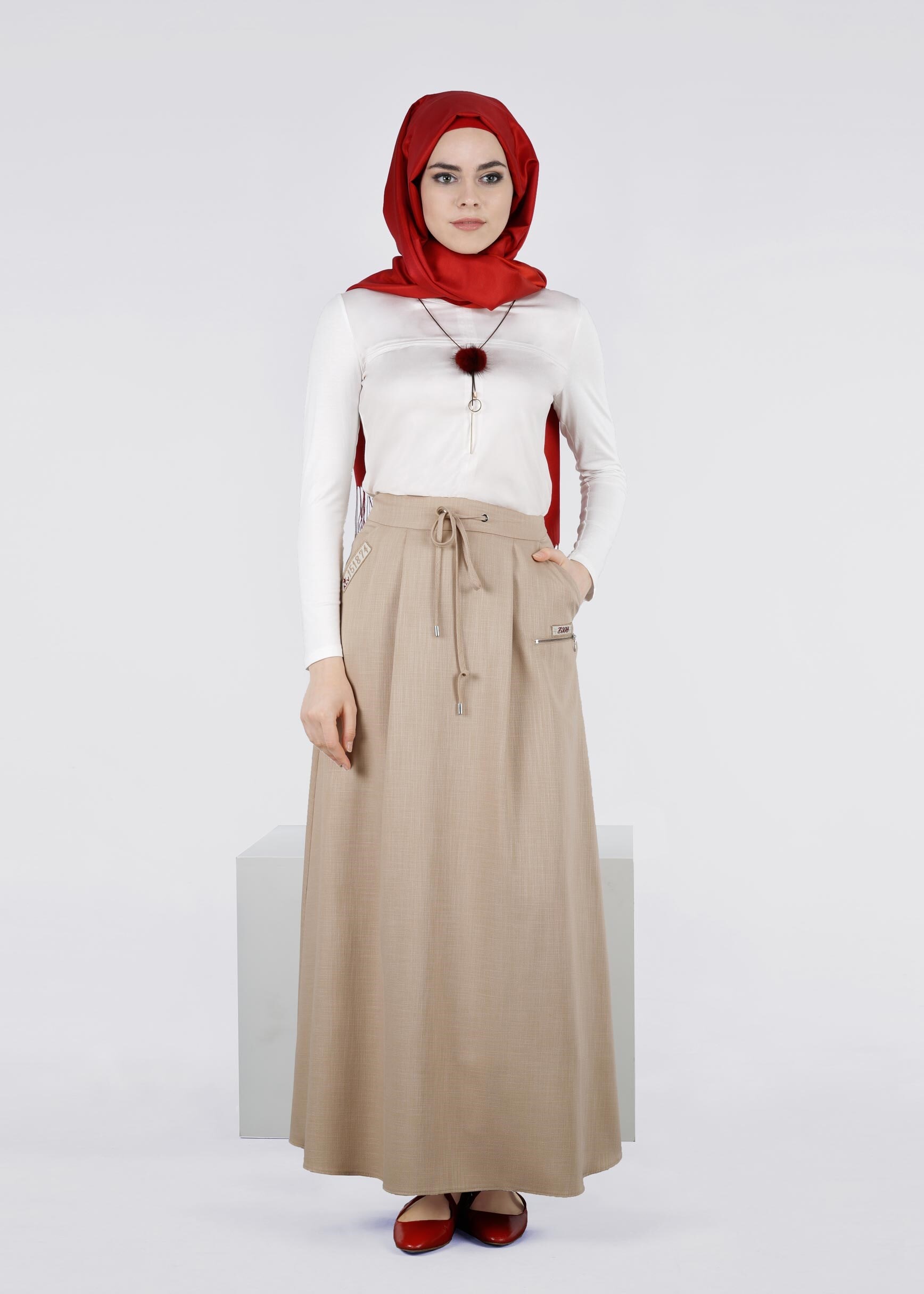 Tesettür giyim BEJ 6005 DERİN 8169 ETEK 38/44 TEK36