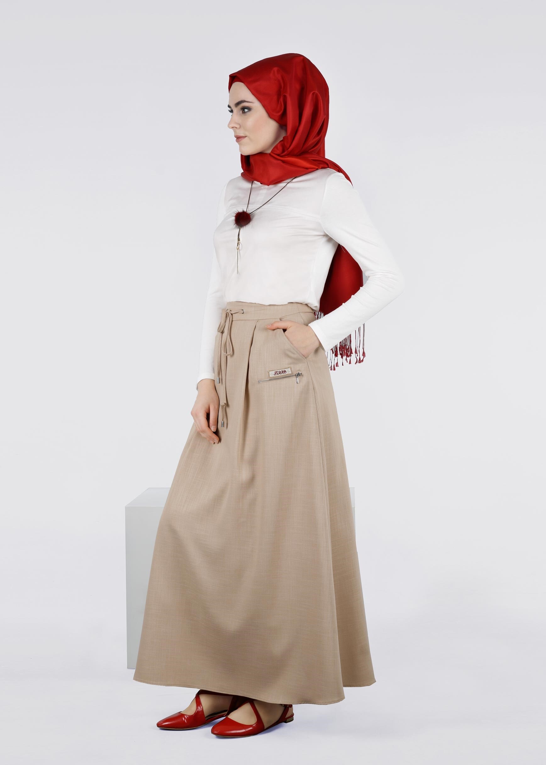 Tesettür giyim BEJ 6005 DERİN 8169 ETEK 38/44 TEK36