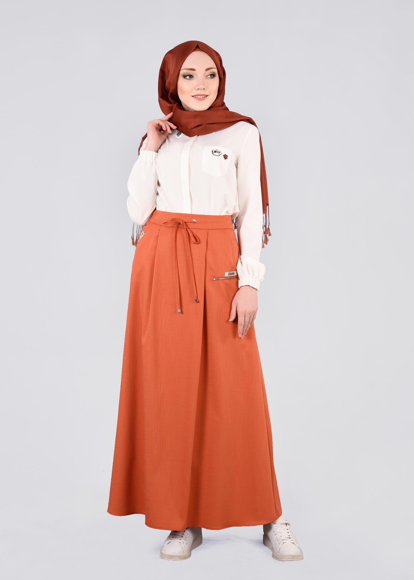 Tesettür giyim TURUNCU 6005 DERİN 8169 ETEK 38/44 TEK36