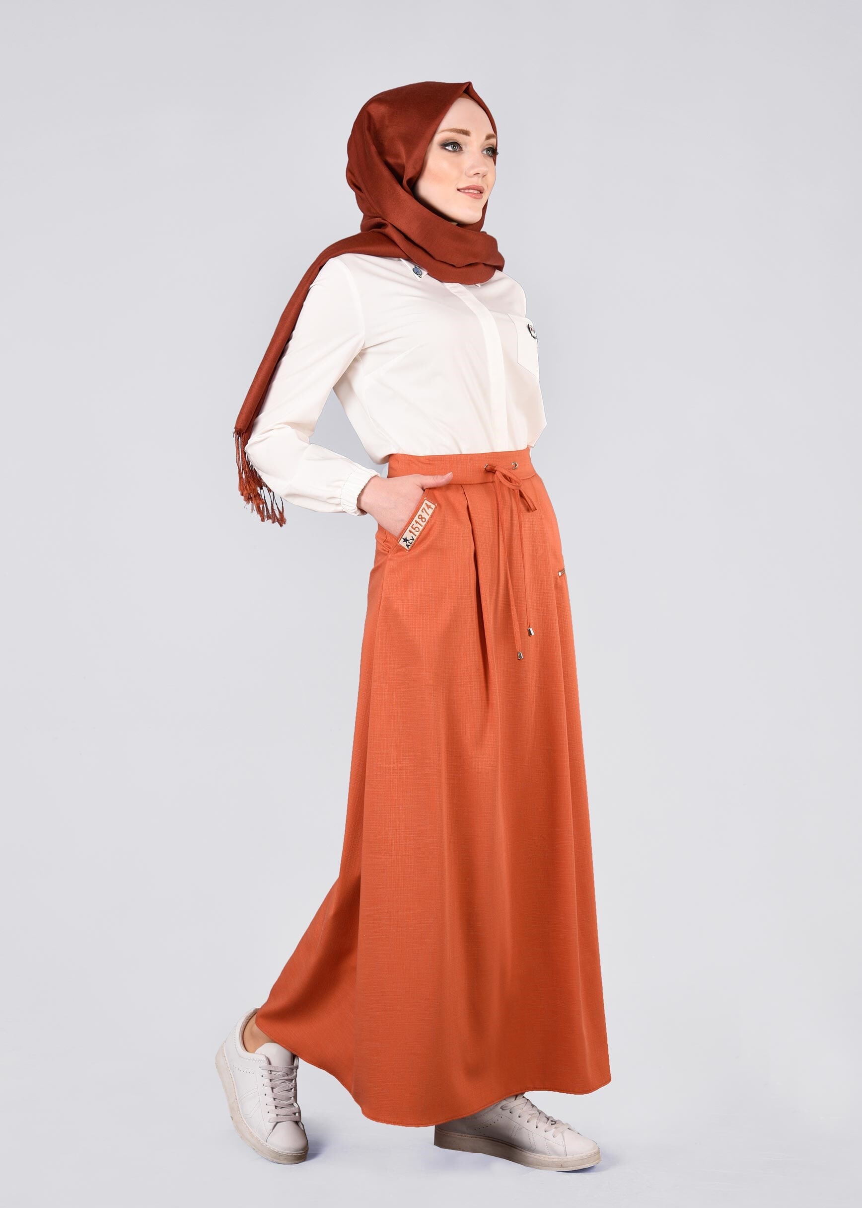 Tesettür giyim TURUNCU 6005 DERİN 8169 ETEK 38/44 TEK36
