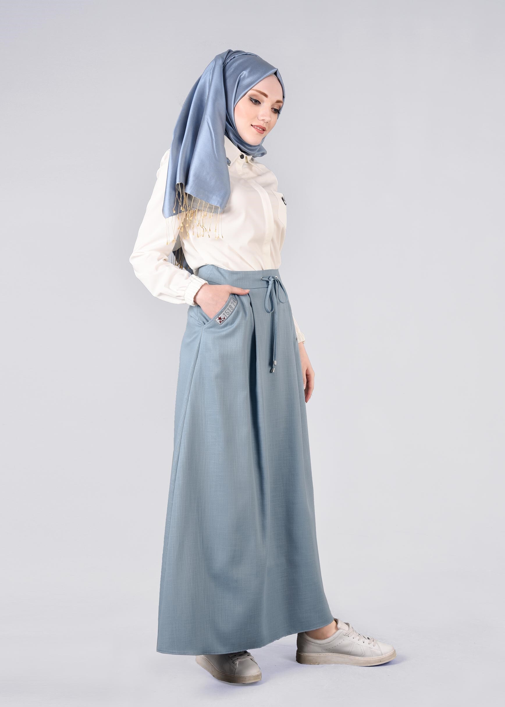 Tesettür giyim MAVİ 6005 DERİN 8169 ETEK 38/44 TEK36